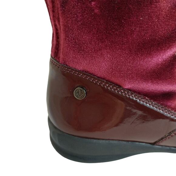 E Naturino Kids Girls Burgundy Maroon Patent Leather Velvet Sock Boots 27 10.5 - Picture 3 of 9